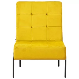 vidaXL Fotel, 65x79x87 cm, musztardowy, obity aksamitem - Fotele - miniaturka - grafika 1
