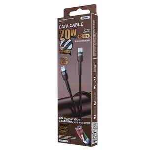 REMAX Jany nylonowy kabel przewód USB Typ C - Lightning 100 W 5A Power Delivery 1 m czarny (RC-171) - Kable USB - miniaturka - grafika 3