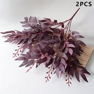 Sztuczne kwiaty - TEMU Bukiet sztucznych gałęzi z liści - idealny do dekoracji domu i eventów, dekoracji ogrodu, dekoracji weselnych i zaręczynowych, rekwizytów - miniaturka - grafika 1