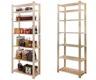 Regały - Regał Na Książki Drewniany B30R 220X80X38 7 Półek Naturalny Surowy Drewno Sosnowe Naturalny B30R_220X080X38_N0F1 / Wamar-Sosenka - miniaturka - grafika 1