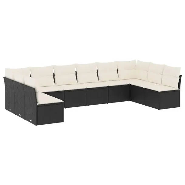 Modułowy zestaw mebli ogrodowych czarny, rattan PE, wymiary 55x62x69 cm
