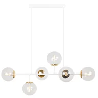 Lampy sufitowe - Lampa sufitowa wisząca Siena biała glamour 6xE14 klosz kula bezbarwna/złota Light Home LH - miniaturka - grafika 1