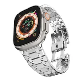 Akcesoria do smartwatchy - opaska pasek bransoleta STAINLESS "3" Apple Watch 1/2/3/4/5/6/7/8/9/Ultra 1/2/SE 42/44/45/49mm srebrna - miniaturka - grafika 1