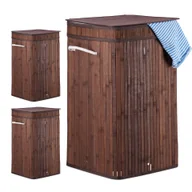 Kosze na bieliznę - relaxdays 3 x składany kosz na pranie bambusowy brązowy - miniaturka - grafika 1