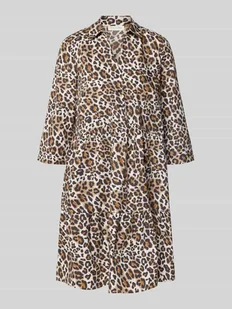 Sukienka koszulowa o długości do kolan z dekoltem w serek i rękawami o dł. 3/4 - Sukienki - miniaturka - grafika 1