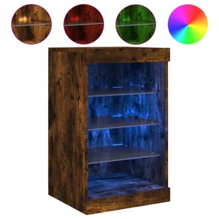 Szafka z oświetleniem Led, przydymiony dąb, 41x37x67 cm - Szafki do salonu - miniaturka - grafika 1