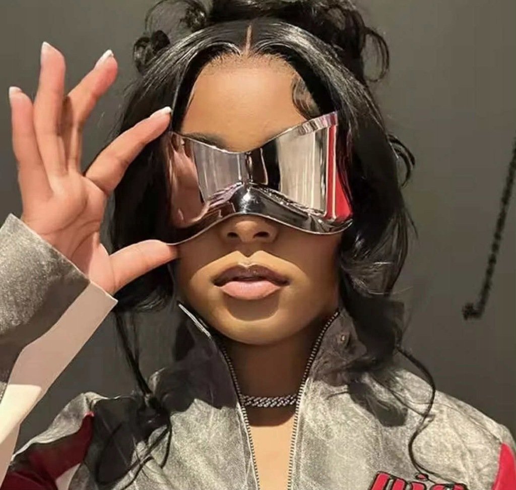 Futurystyczne Okulary w Stylu Y2K Białe Kardashian Prezent Streetwear