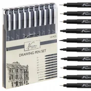 CIENKOPISY CZARNE PISAKI MAZAKI KREŚLARSKIE DO SZKICOWANIA ZESTAW 10 szt