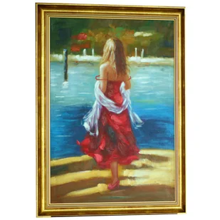Obraz Kobieta w czerwonej sukni 50 x 70 cm - Obrazy i zdjęcia na płótnie - miniaturka - grafika 1