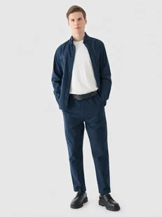 Męskie spodnie casual tkaninowe Outhorn OTHWAW24TTROM1075 - granatowe - Spodnie męskie - miniaturka - grafika 1