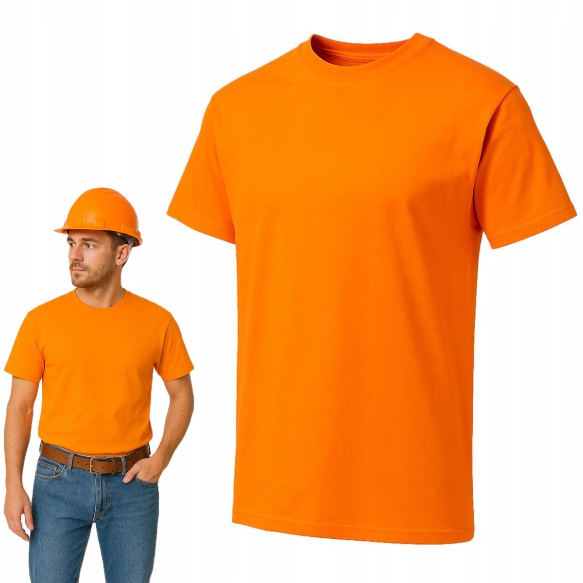 Koszulka robocza męska T-shirt bawełniana 100% BAWEŁNA przewiewna bhp XL