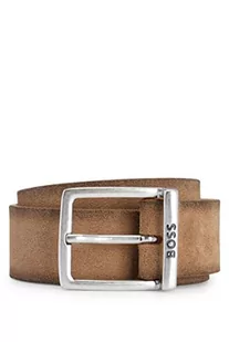 BOSS Męski pasek Rudy-Sd Sz35 Zamszowy skórzany z kwadratową klamrą z grawerowanym logo, br?zowy - Paski - miniaturka - grafika 1