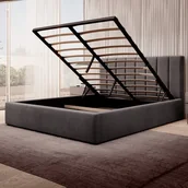 Łóżka - Łóżko tapicerowane z pojemnikiem SFG0116B | 140x200 | Welur | Szary - miniaturka - grafika 1