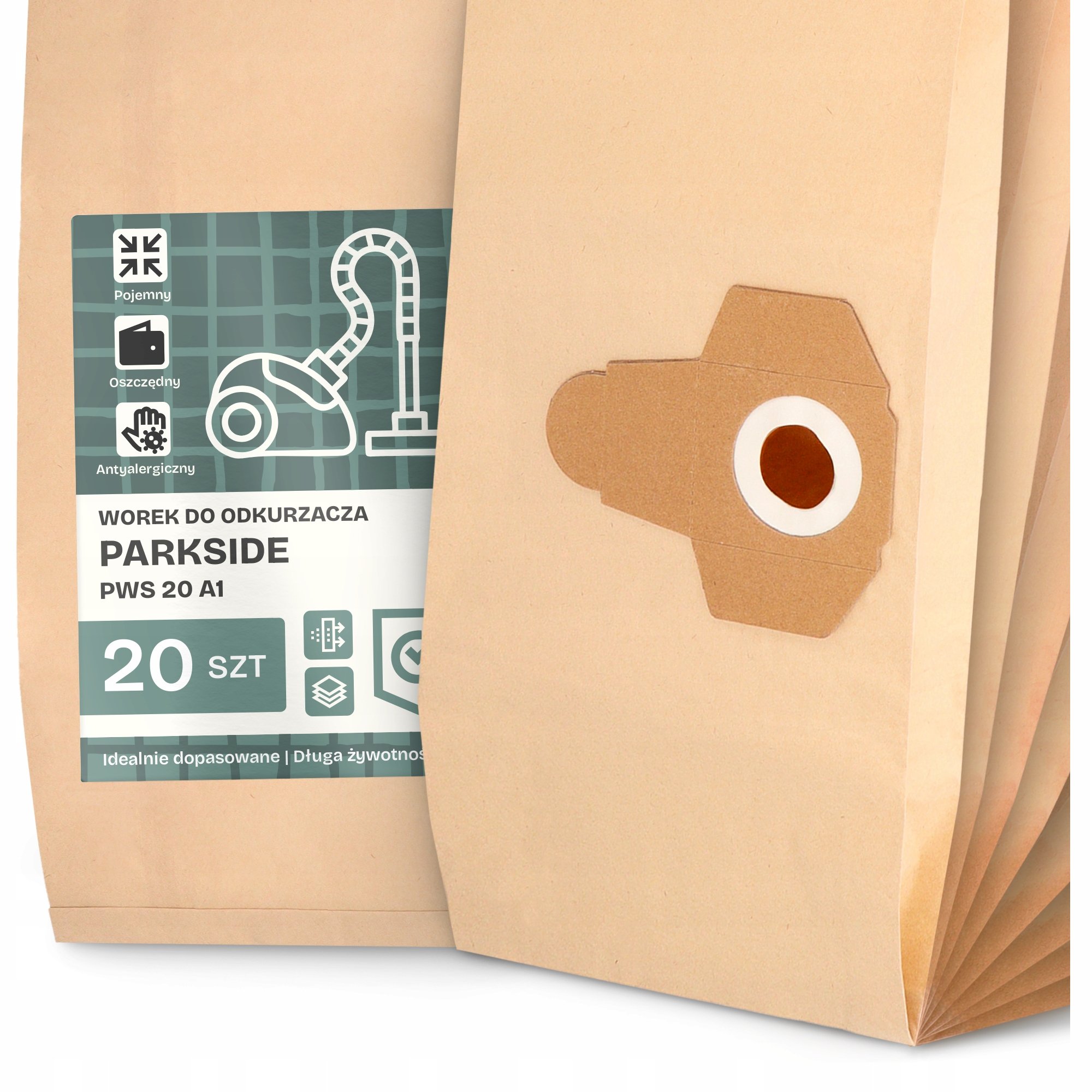 20x Worek do Odkurzacza Parkside Pws 20 A1 Papierowy Duży Mocny Worki 2A
