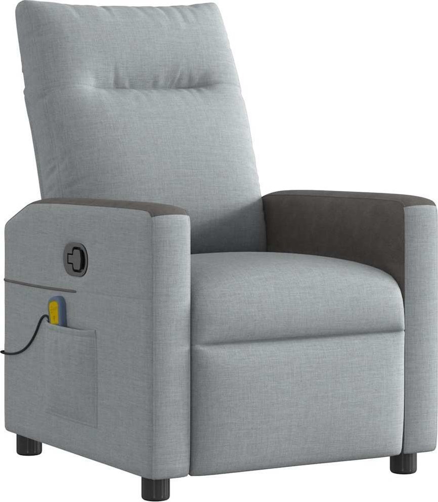 Rozkładany fotel masujący, jasnoszary, obity tkaniną