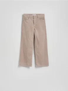 Reserved - Jeansy wide leg w paski - beżowy - Spodnie damskie - miniaturka - grafika 1