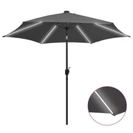 Parasole ogrodowe - vidaXL Parasol ogrodowy z LED i aluminiowym słupkiem, 300 cm, antracyt vidaXL - miniaturka - grafika 1