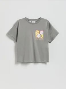 Reserved - T-shirt z nadrukiem Bananya - ciemnoszary - Koszulki dla dziewczynek - miniaturka - grafika 1