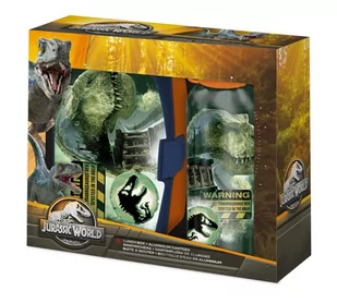 Kids Euroswan, Zestaw bidon aluminiowy + śniadaniówka Jurassic World JP00016 - Zestawy naczyń dla dzieci - miniaturka - grafika 1