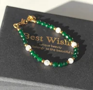 Bransoletki - Bransoletka szmaragd kamień księżycowy - miniaturka - grafika 1