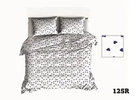 Pościel - Pościel 160x200 R125 biała serca serduszka granatowe 316D - miniaturka - grafika 1