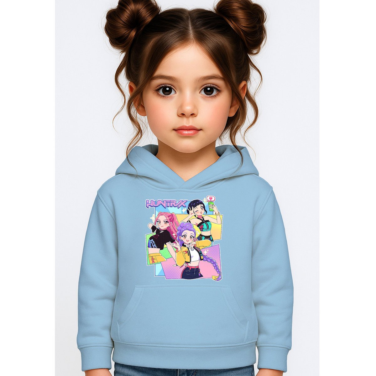 BLUZA DZIECIĘCA K-POPOWE ŁOWCZYNIE DEMONÓW HUNTRIX 134-140 Z KAPTUREM