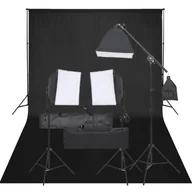 Lampy studyjne - vidaXL Fotograficzny zestaw studyjny z lampami i tłem - miniaturka - grafika 1