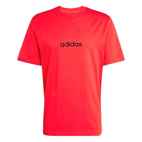 adidas Mężczyźni ESSENTIALS LINEAR SINGLE JERSEY TEE, pure ruby/black, XXL