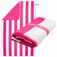 Ręczniki - Ręcznik z mikrofibry szybkoschnący plażowy, różowy w pasy, 175x110 - miniaturka - grafika 1