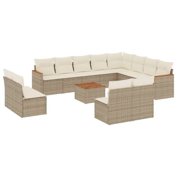 Zestaw mebli ogrodowych modułowych beżowy, rattan PE, stal, wymiary od 55