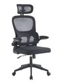 Fotele i krzesła biurowe - Fotel obrotowy NOVA czarny z regulacją TILT i składanymi podłokietnikami - miniaturka - grafika 1