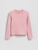 Bluzki dla dziewczynek - Reserved - Gładka koszulka - różowy - miniaturka - grafika 1