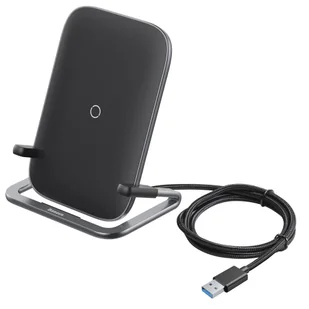 Baseus Rib bezprzewodowa indukcyjna ładowarka Qi 15W z podstawką czarny (WXPG-01) - Ładowarki do telefonów - miniaturka - grafika 1