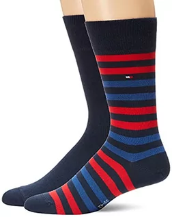 Skarpetki męskie - Tommy Hilfiger TH Mężczyźni Duo Stripe Sock 2P Skarpety - Mężczyźni, Czerwony/Niebieski (Tommy Original), 43/46 EU - grafika 1