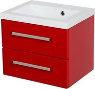 Szafki łazienkowe - Szafka łazienkowa czerwona 50cm FOKUS z umywalką - miniaturka - grafika 1
