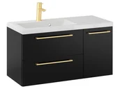 Szafki łazienkowe - Szafka Wisząca Z Umywalką RON 90 cm D Lewa - Czarny Mat - Uchwyty Złote Szczotkowane - miniaturka - grafika 1