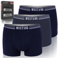 Majtki męskie - Mustang Bokserki Męskie Bawełniane 3 sztuki 4046 Navy Rozmiar 2XL - miniaturka - grafika 1