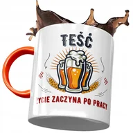 Kubki - Kubek Pomarańczowy dla Teścia Teściunia na Prezent z Nadrukiem ze Zdjęciem+ Opakowanie na prezent (wzór 01) - miniaturka - grafika 1