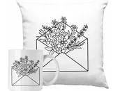 Gadżety dla niej i dla niego - ZESTAW PODUSZKA + KUBEK Linia Kwiat Sztuka Minimalizm Pomysł Na Prezent #2 - miniaturka - grafika 1