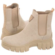 Botki damskie - GUESS BEŻOWE BOTKI WIELOMATERIAŁOWE MIEJSKIE Z GUMĄ 39 GPA - miniaturka - grafika 1