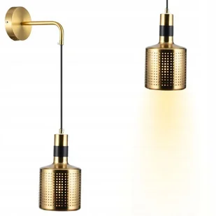Elegancka Złota/czarna Lampa Ścienna Kinkiet Metalowa Klosz Nowoczesna E27 - Lampy ścienne - miniaturka - grafika 1