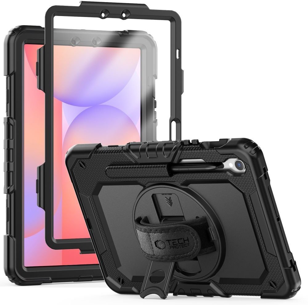 Etui na tablet Tech-Protect Etui z podstawką uchwytem smyczą na Samsung Galaxy Tab S9 FE 10.9'' X510 / X516B Solid360 - czarne Etui z podstawką uchwytem smyczą na Samsung Galaxy Tab S9 FE 10.9'' X510 / X516B Solid360 - czarne