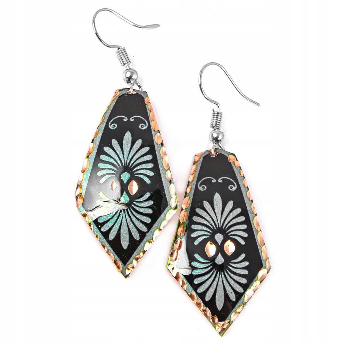 Kolczyki Etniczne Stylowe Naturalne Boho Miedziane Biżuteria Dla Kobiety