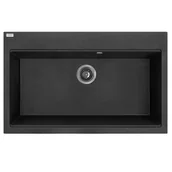 Zlewozmywaki - Laveo Zlewozmywak Jednokomorowy Granitowy Czarny Tau zlew kuchenny głęboki 80x50 - miniaturka - grafika 1