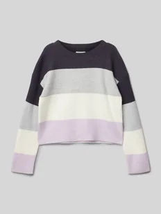 Sweter z dzianiny krótki w stylu Colour Blocking - Swetry dla dziewczynek - miniaturka - grafika 1