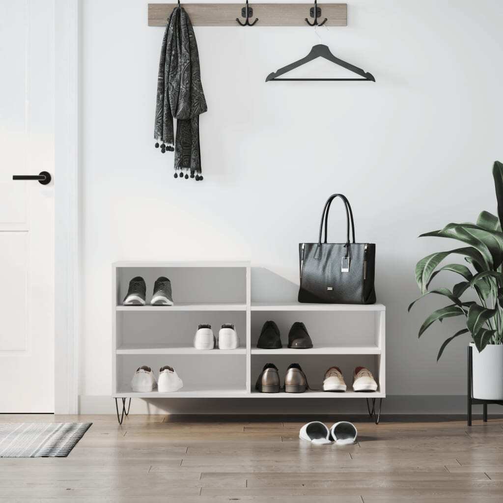 Stojak na buty biały 102x36x60 cm materiał drewnopochodny