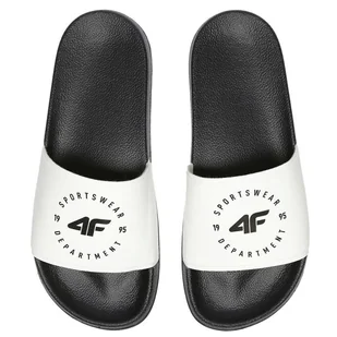 Klapki 4F W H4L21-KLD002 10S białe czarne - Klapki i japonki damskie - miniaturka - grafika 1