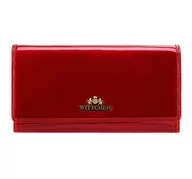 Portfele - Damski portfel ze skóry lakierowany duży czerwony - miniaturka - grafika 1