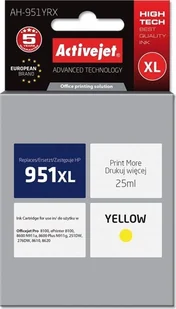 Tusz Activejet Activejet Tusz Activejet AH-951YRX zamiennik HP 951XL CN048AE; Premium; 25 ml; żółty - Tusze zamienniki - miniaturka - grafika 1