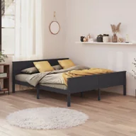 Łóżka - Łóżko z litego drewna sosna szara 200x200 cm - miniaturka - grafika 1